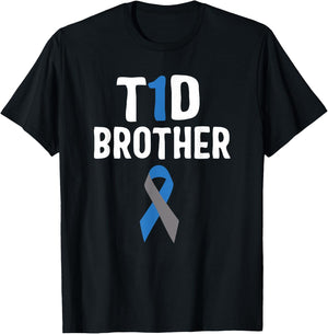 T1D Brother Diabetes Awareness Type 1 Insulin Pancreas T-Shirt - T-Shirt | Black
