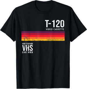 Vintage 80s Video Cassette Tape VHS T-Shirt - T-Shirt | Black