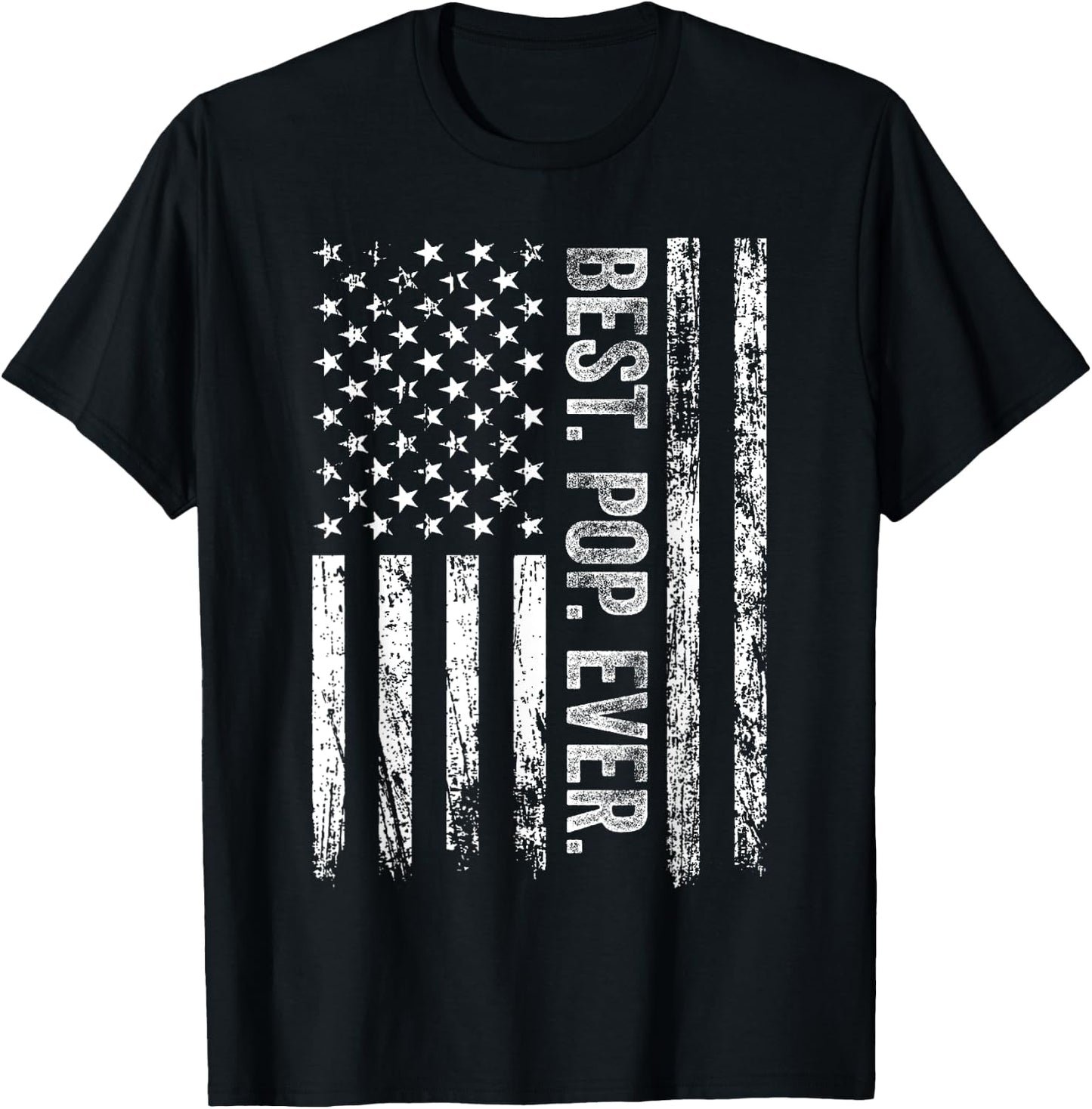 Best Pop Ever Vintage American US Flag Father's Day T-Shirt - T-Shirt | Black