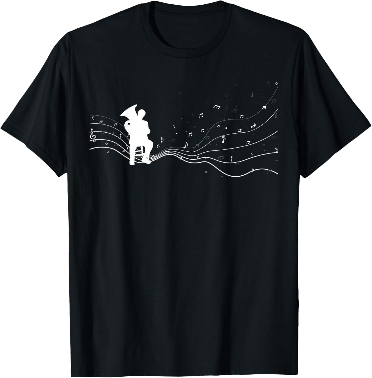 Tuba musician in music notes for Tuba player T-Shirt - T-Shirt | Black