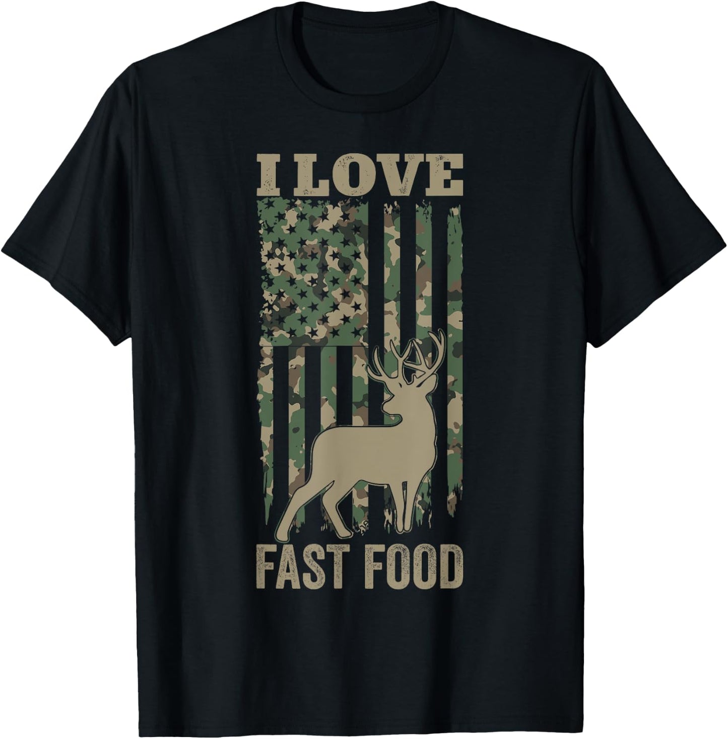 I Love Fast Food Deer Hunting T-Shirt - T-Shirt | Black