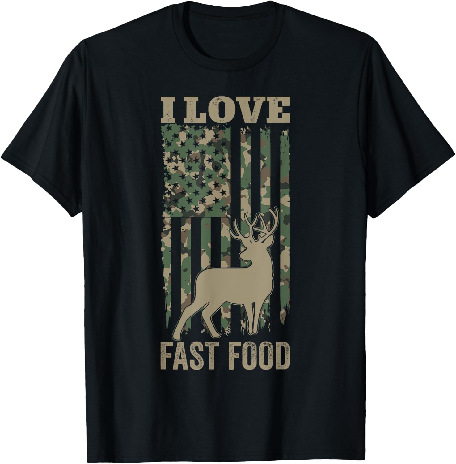 I Love Fast Food Deer Hunting T-Shirt - T-Shirt | Black