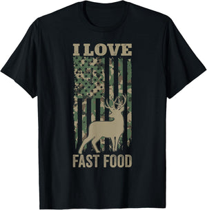 I Love Fast Food Deer Hunting T-Shirt - T-Shirt | Black