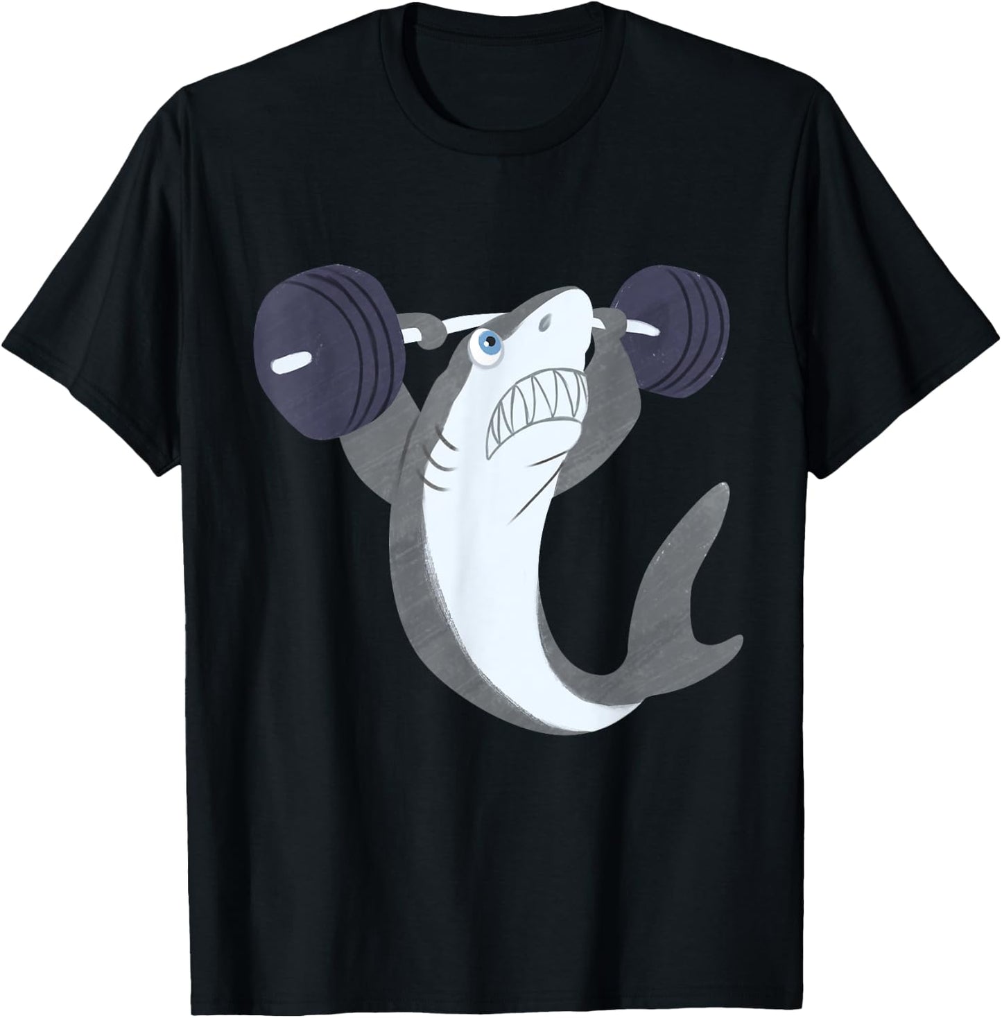 Weightlifing Shark Barbell - Funny Workout Gym Weightlifter T-Shirt - T-Shirt | Black
