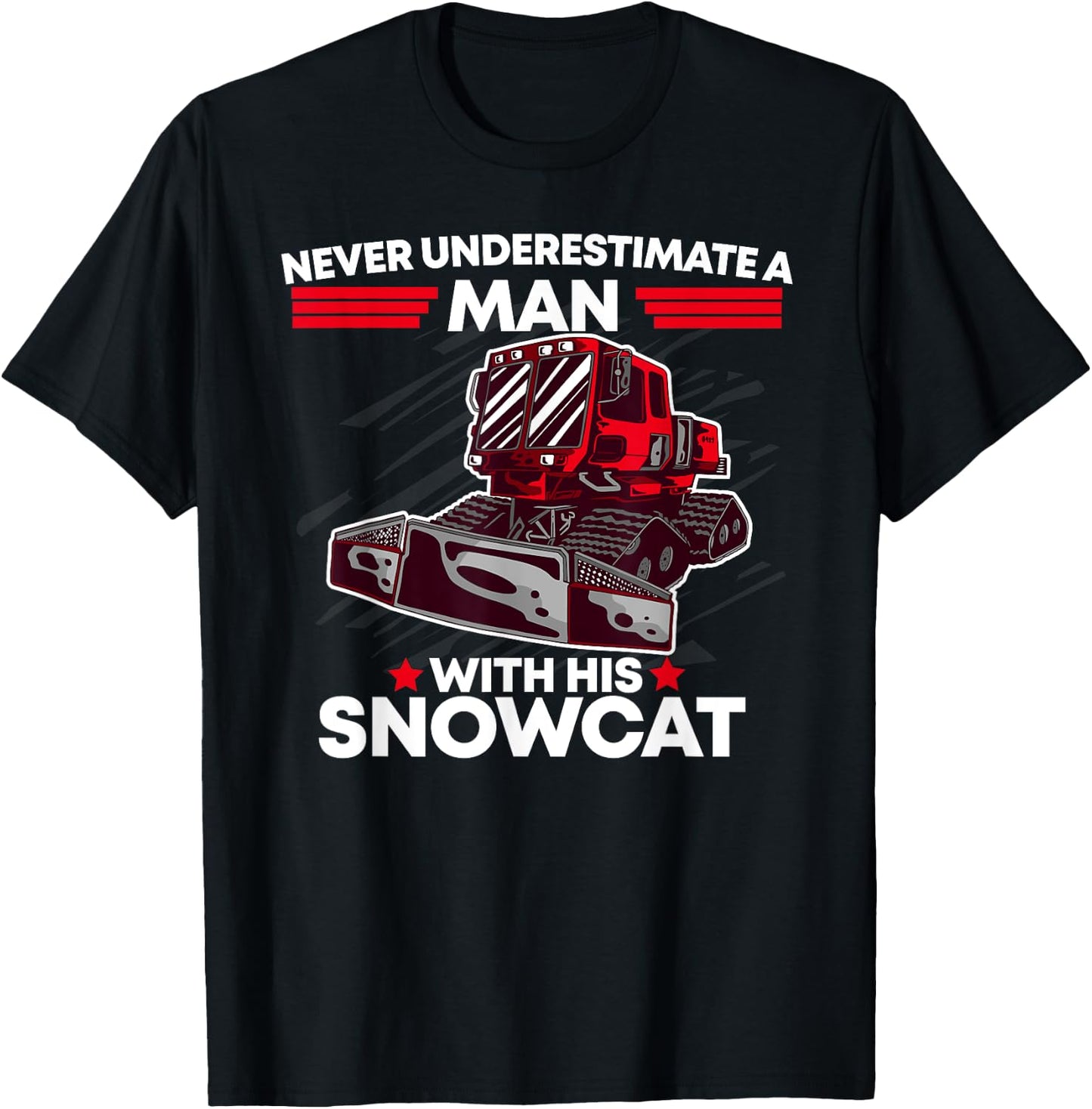 Snowcat Man Dad Groomer Cool Winter Sports US Flag T-Shirt - T-Shirt | Black
