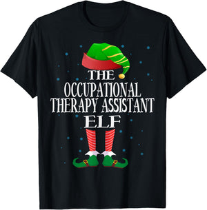 Occupational Therapy Assistant Elf Matching Pajama Christmas T-Shirt - T-Shirt | Black