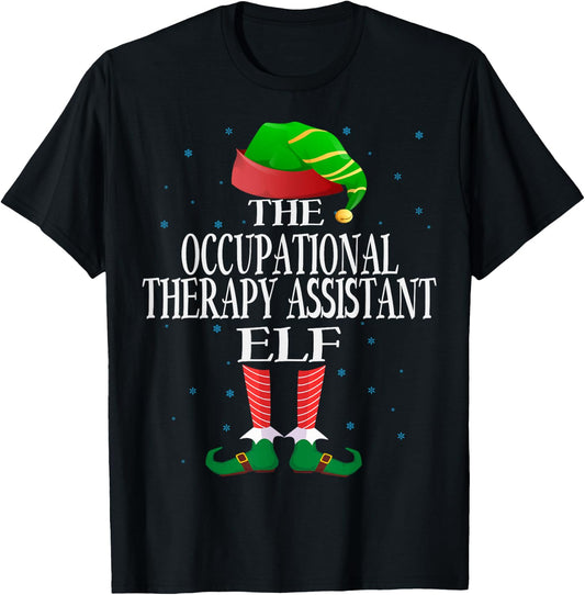 Occupational Therapy Assistant Elf Matching Pajama Christmas T-Shirt - T-Shirt | Black