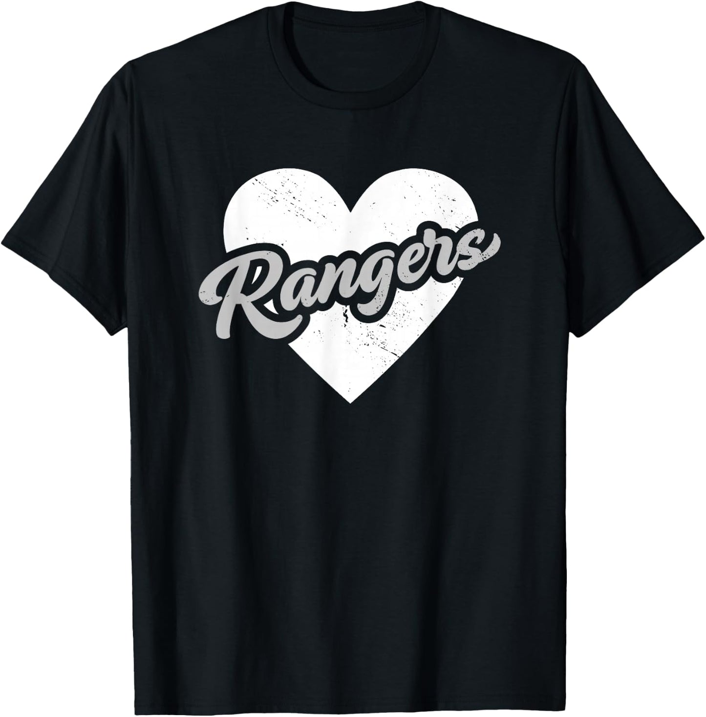 Vintage Rangers High School Go Rangers Pride Heart T-Shirt - T-Shirt | Black