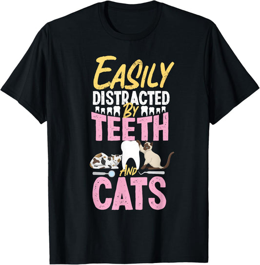 Dentist Dental Assistant Hygienist Cat Tooth T-Shirt - T-Shirt | Black