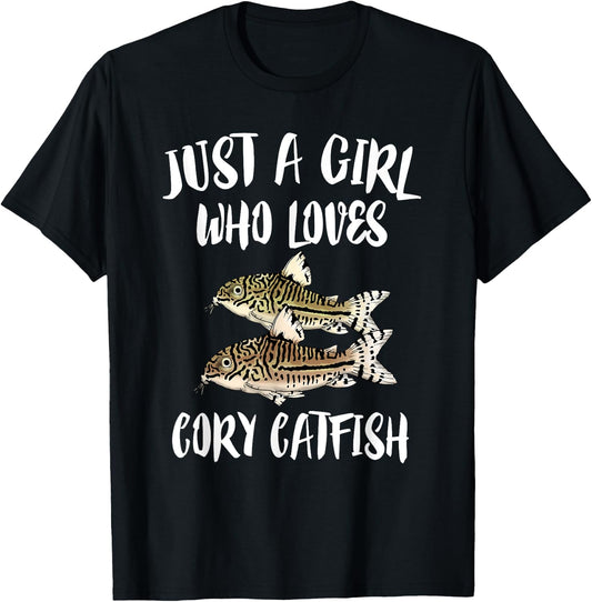 Just A Girl Who Loves Corydoras Catfish Fish T-Shirt - T-Shirt | Black