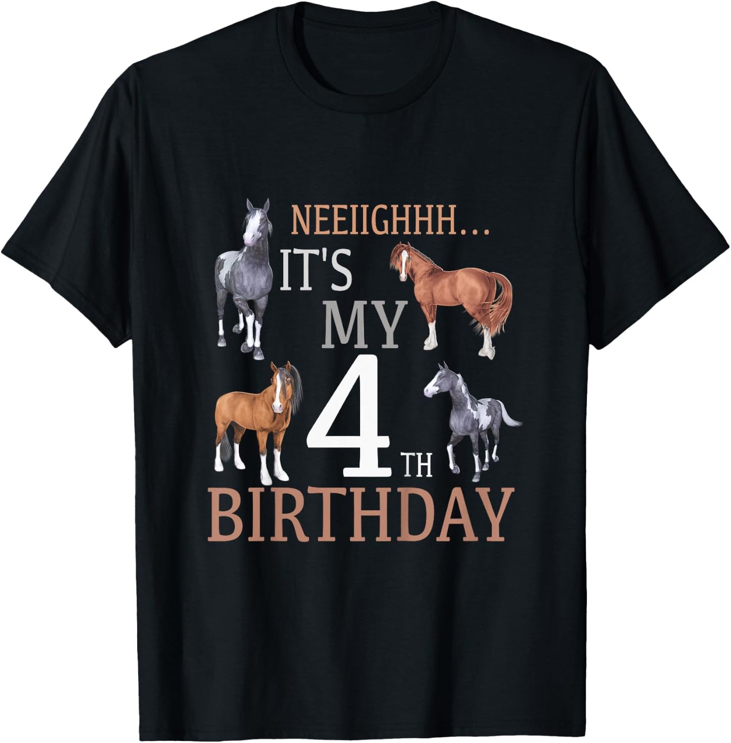 Its My 4th Birthday Shirt Horse Lover 4 Year Old Birthday T-Shirt - T-Shirt | Black