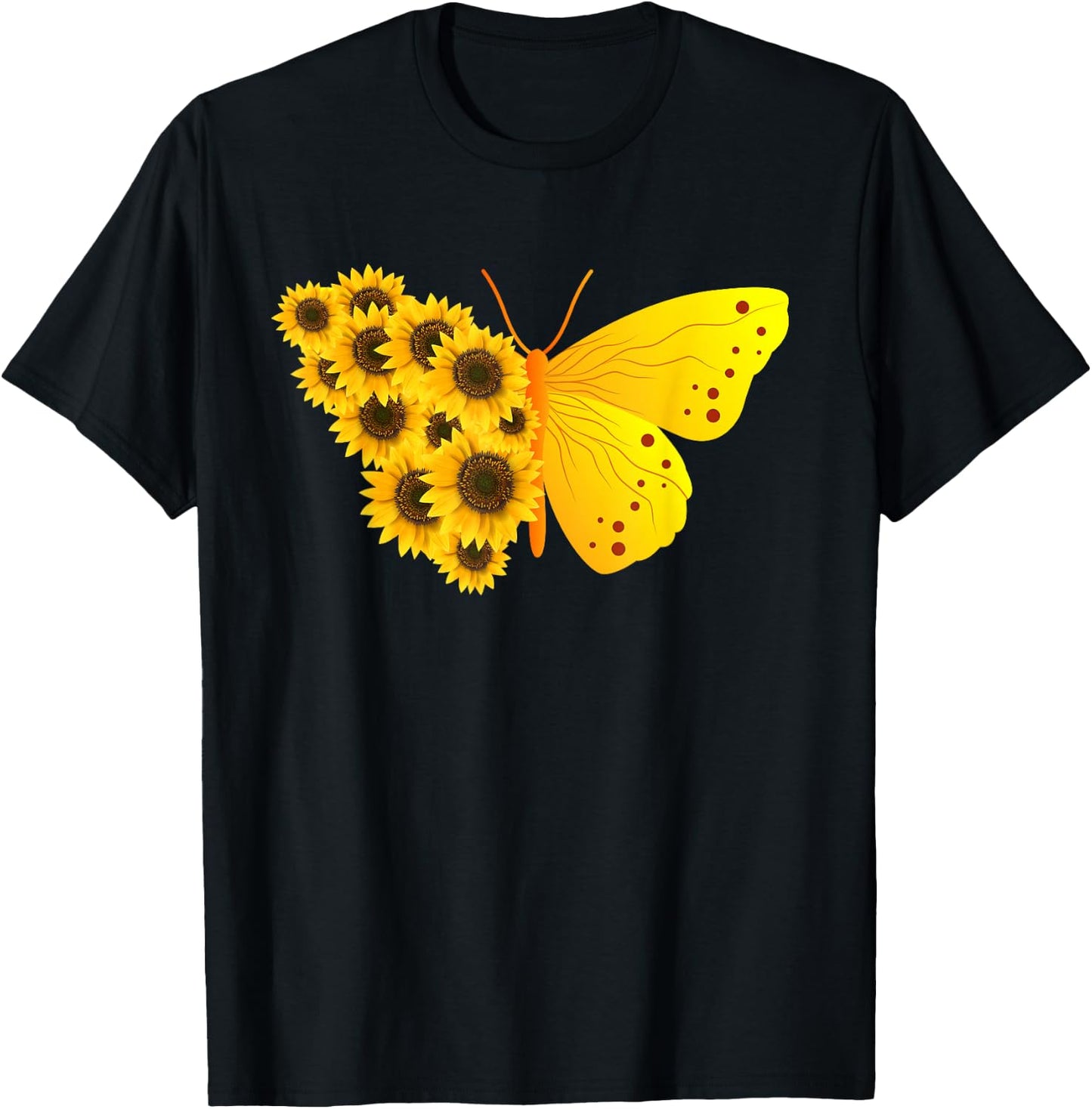 Sunflower Butterfly T-Shirt - T-Shirt | Black