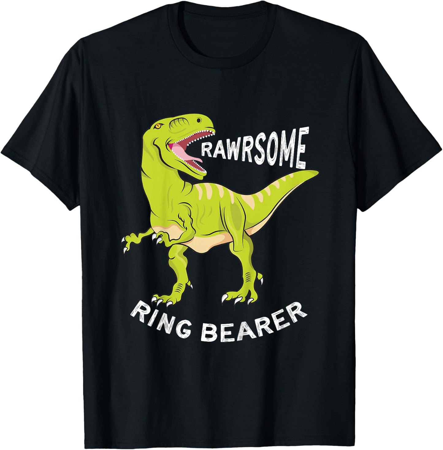 Awesome Dinosaur Ring Bearer Shirt T-Rex for Kids T-Shirt - T-Shirt | Black