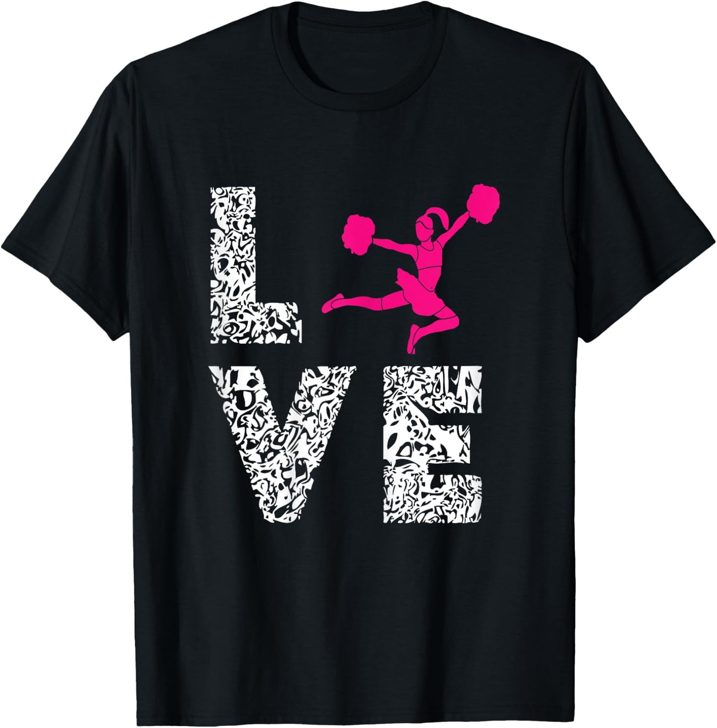 Cheerleader Love Cardio Pom Poms Girl Cheerleading Workout T-Shirt - T-Shirt | Black