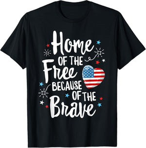 Home Of The Free Veterans 4th of July Women Wife Patriotic T-Shirt - T-Shirt | Black