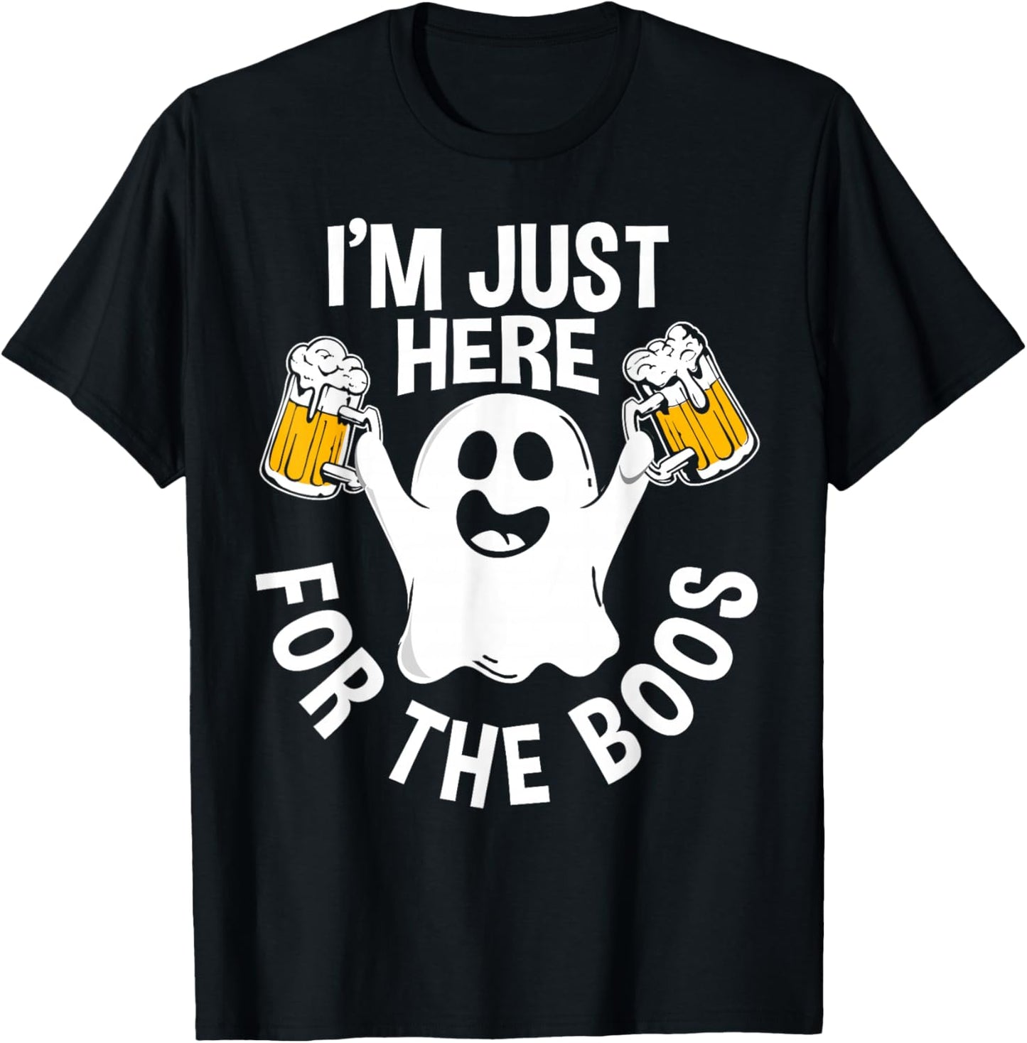 Men Funny Halloween I'm Just Here For The Boos Gift T-Shirt - T-Shirt | Black