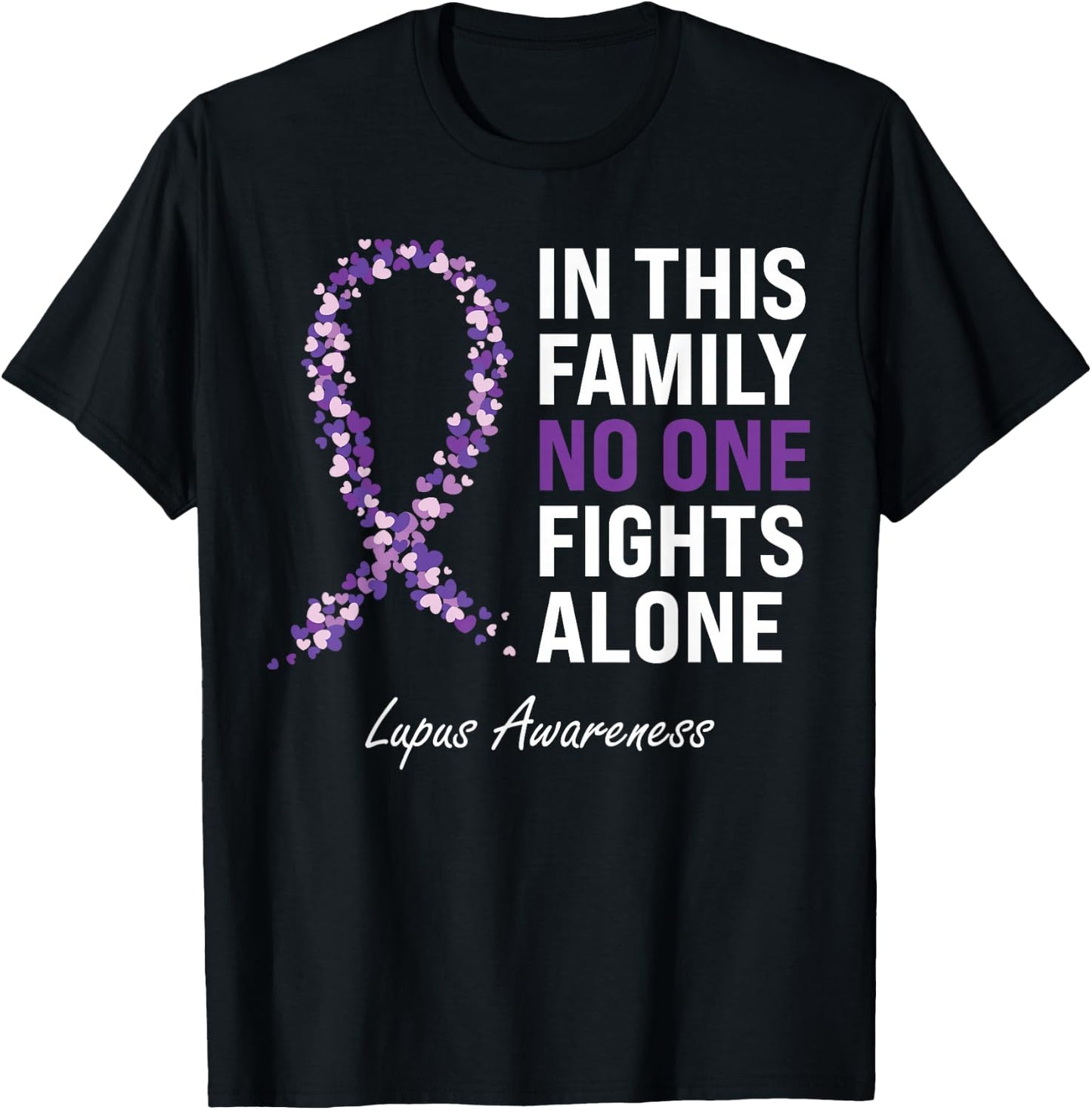 Lupus Awareness Purple Ribbon T-Shirt - T-Shirt | Black