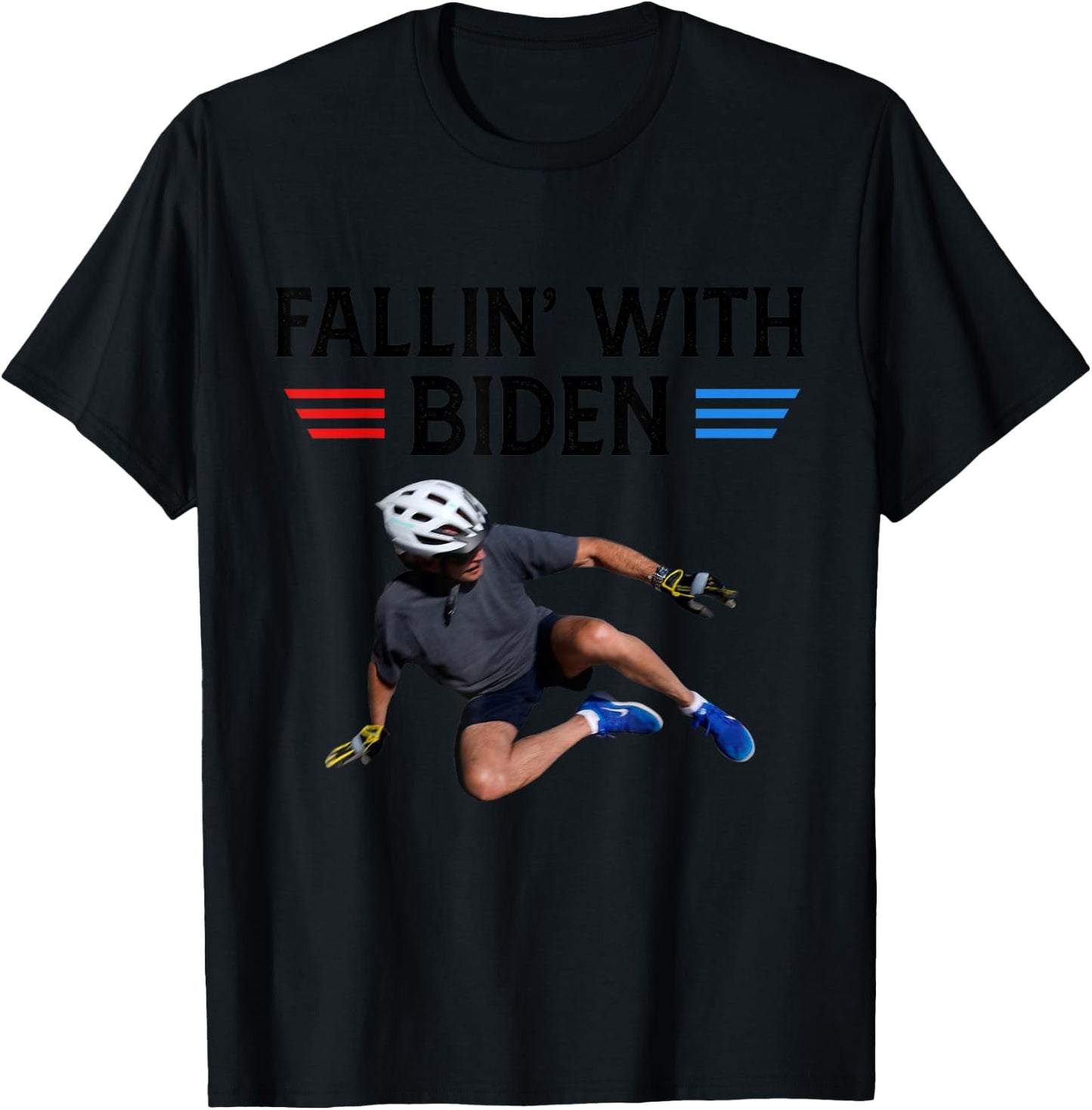Joe Biden falling off bicycle Biden bike meme funny T-Shirt - T-Shirt | Black
