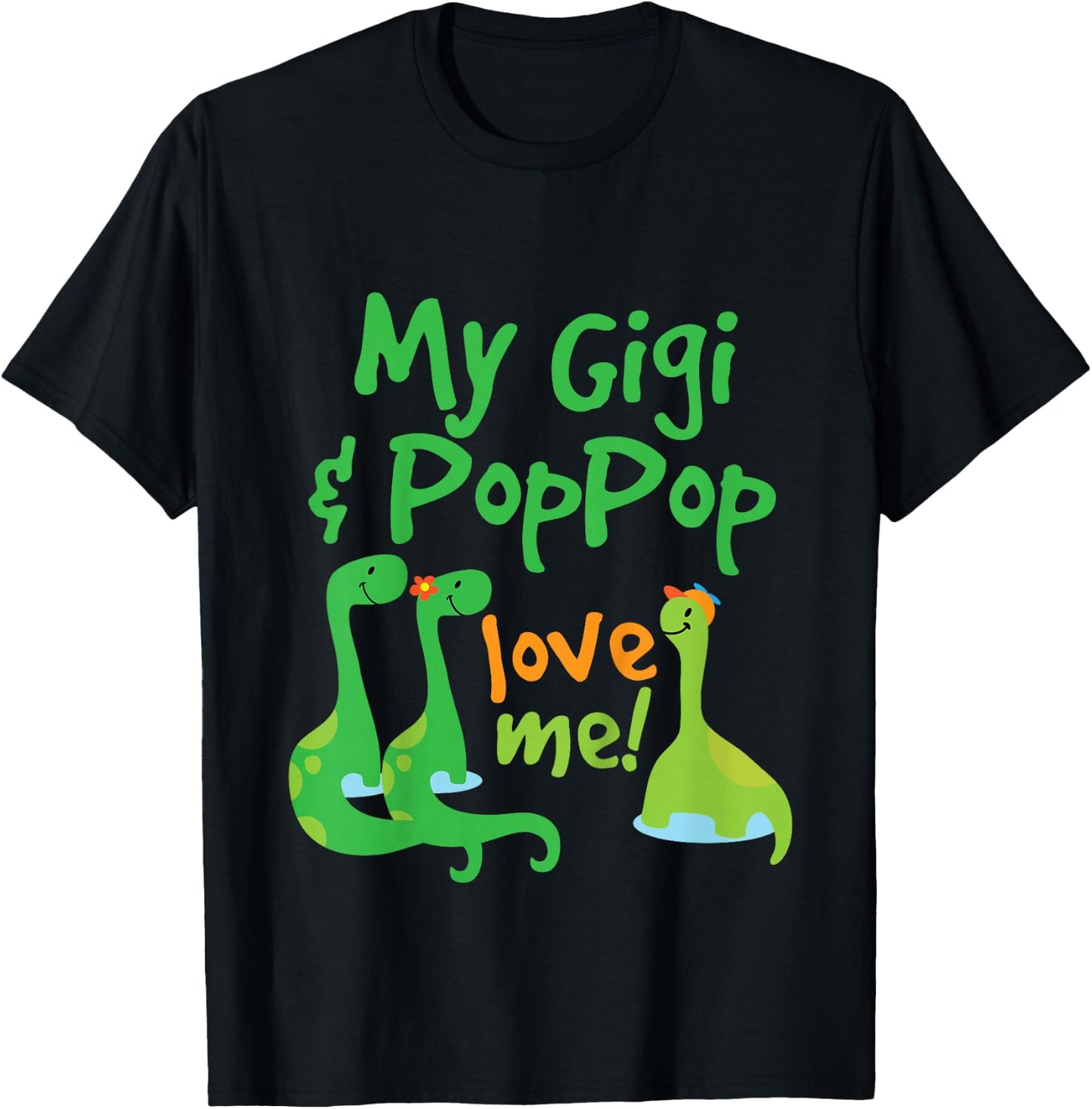 Kids Gigi and PopPop Love Me Grandchild Dinosaur T-Shirt - T-Shirt | Black