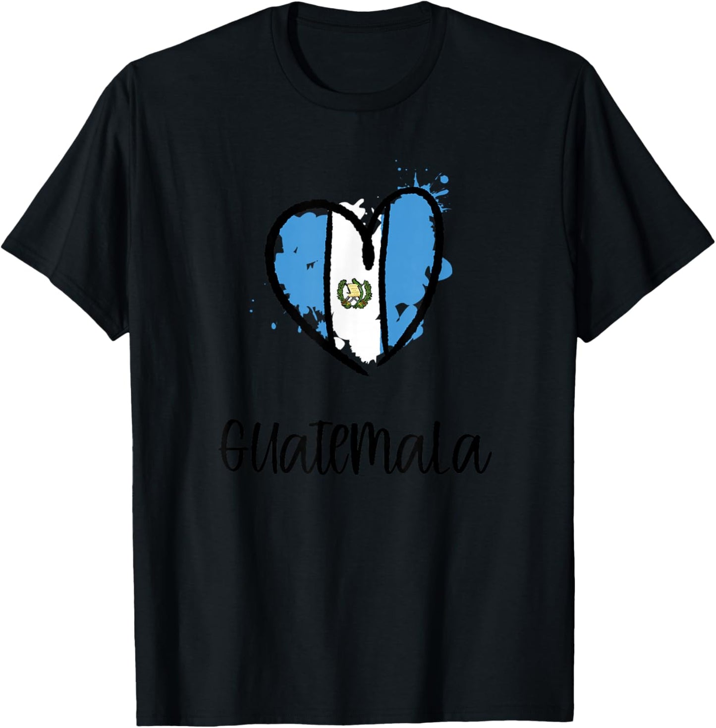 Guatemala Heart Art Northern America Spanish Guatemalan Gift T-Shirt - T-Shirt | Black