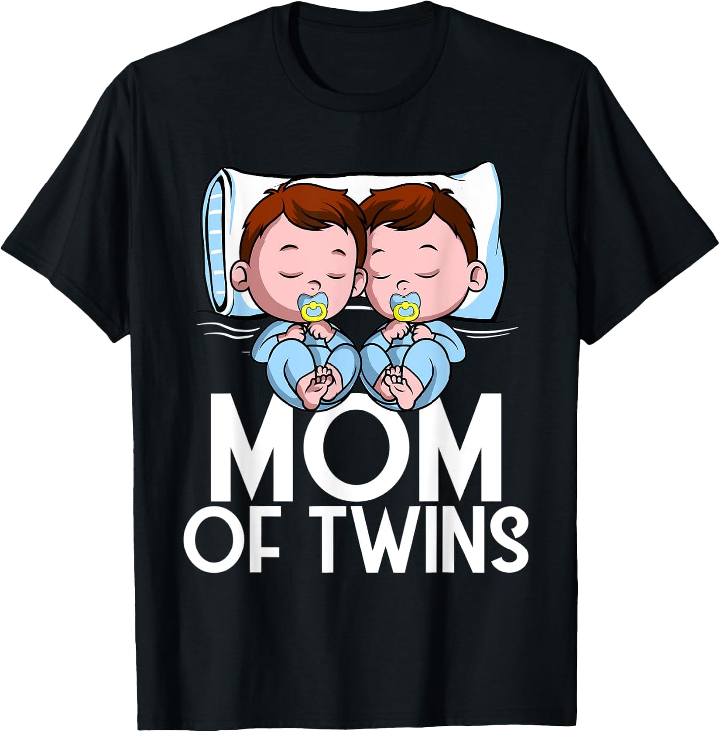Mom Of Twins Boys Pregnancy Announcement of Two Twin Sons T-Shirt - T-Shirt | Black