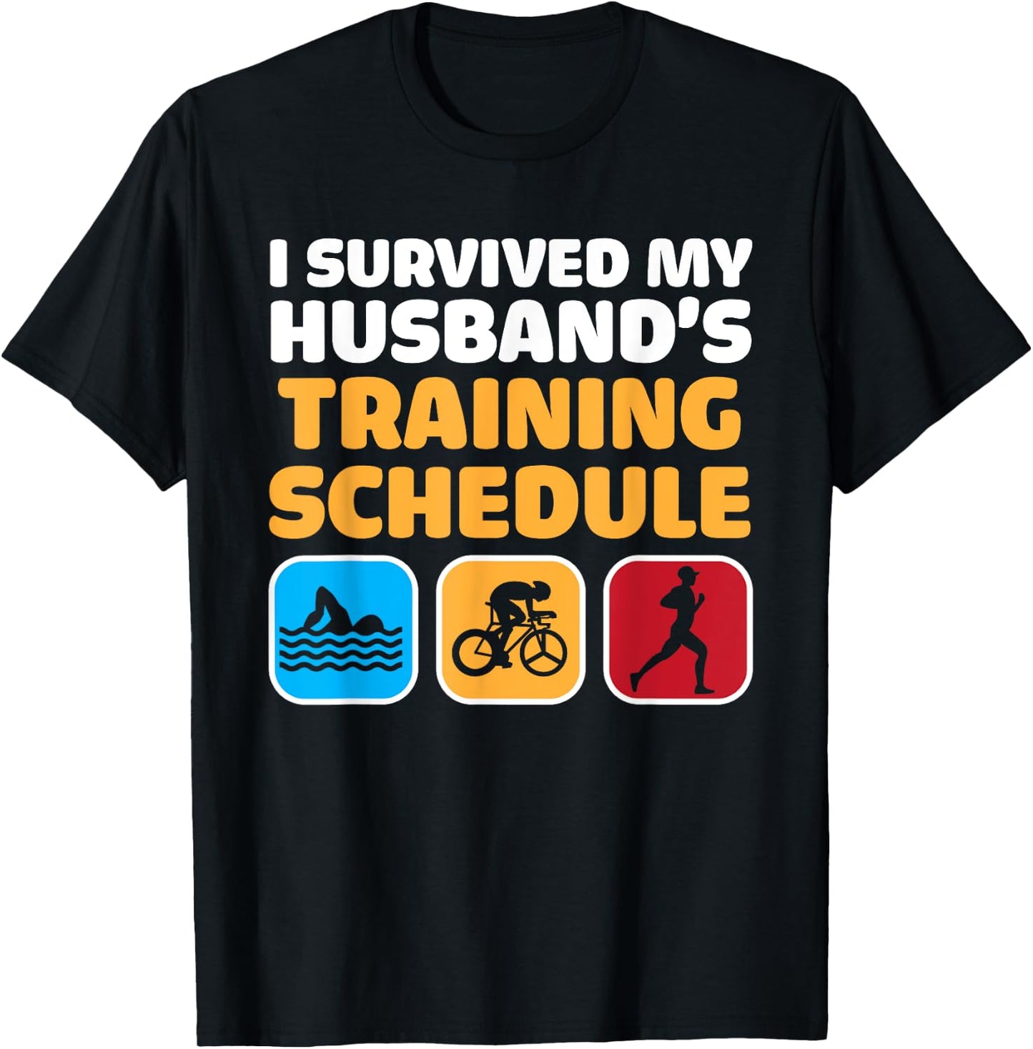 Triathlon Art Women Wife Triathlete Swim Bike Run Athletes T-Shirt - T-Shirt | Black