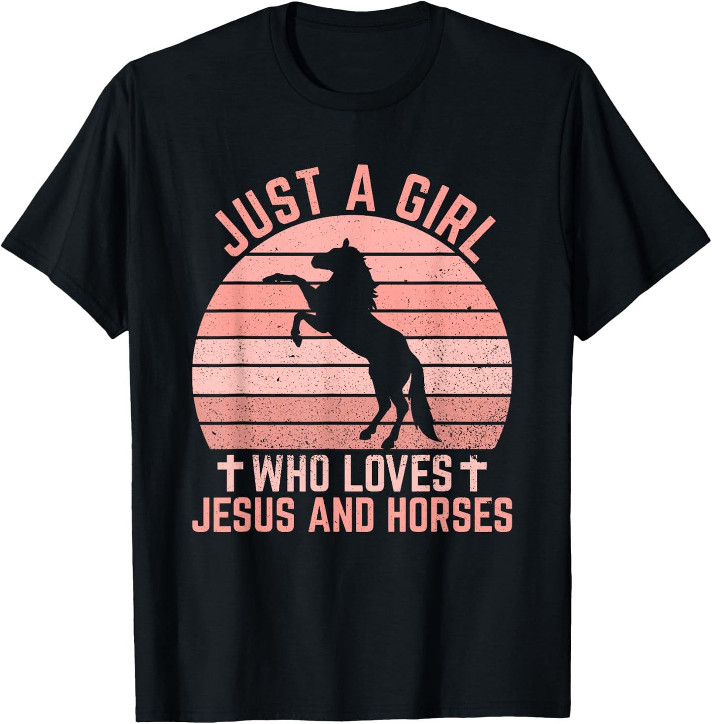Just A Girl Who Loves Jesus And Horses - Christian Riders T-Shirt - T-Shirt | Black