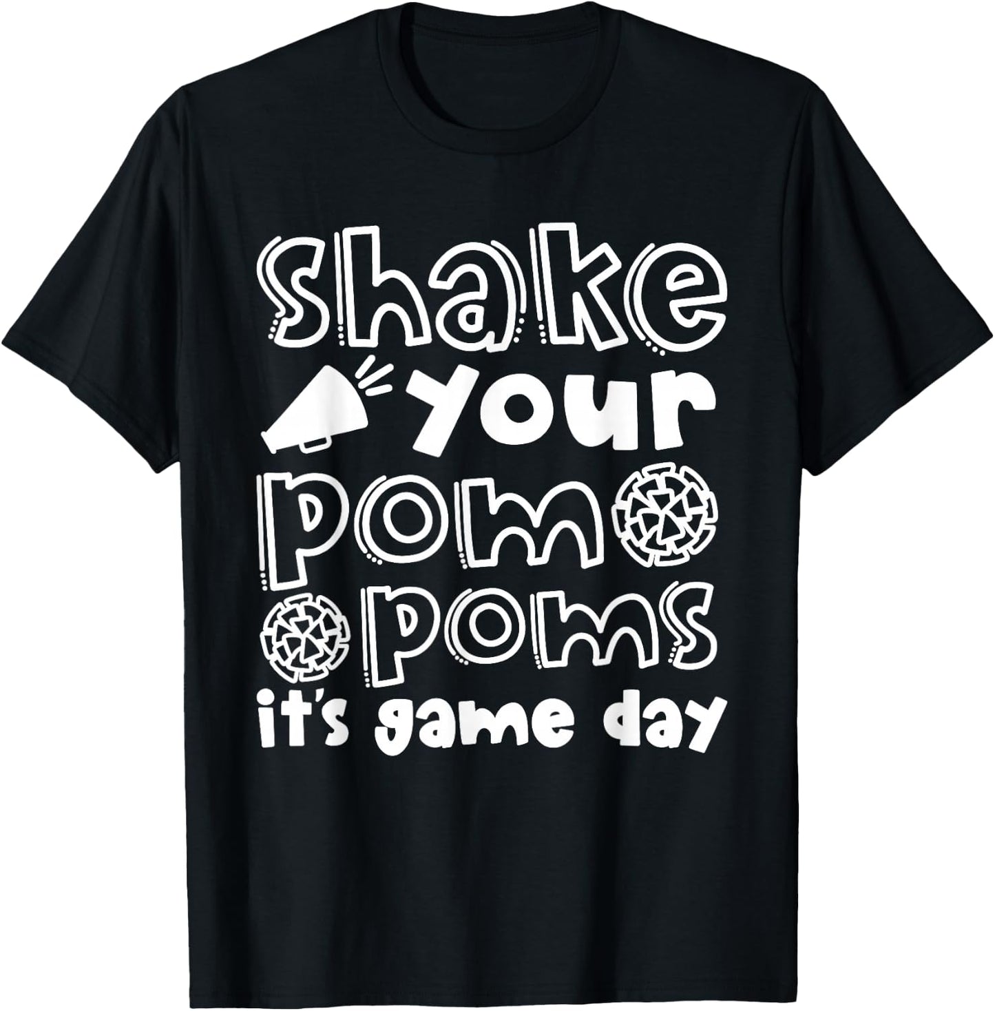 Shake Your Pom-Poms It's Game Day Cheerleader Cheer Mom Cute T-Shirt - T-Shirt | Black