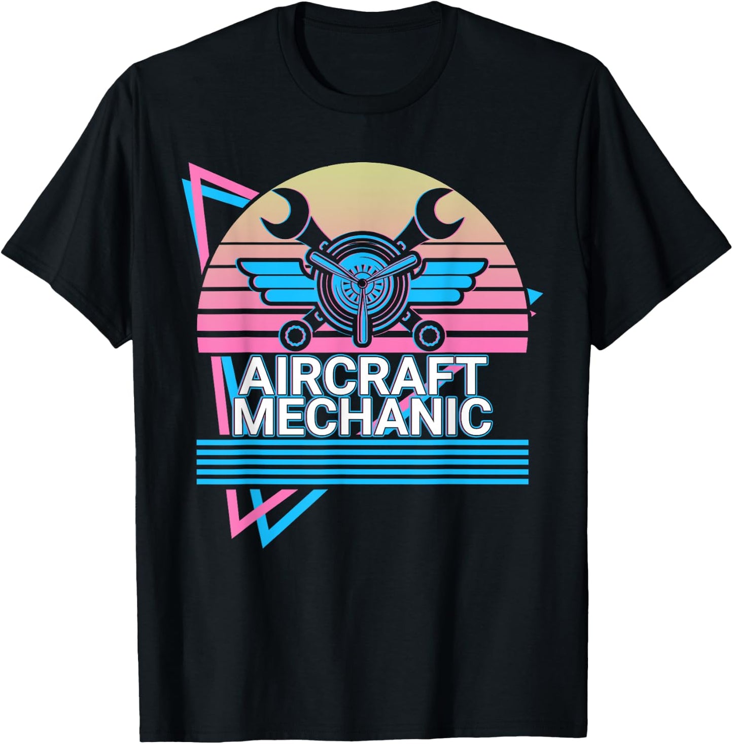 Aircraft Mechanic Aviation Retro T-Shirt - T-Shirt | Black
