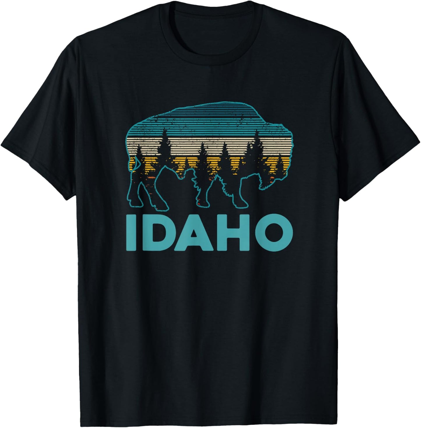 Idaho Bison Vintage American Buffalo Souvenir Gift T-Shirt - T-Shirt | Black