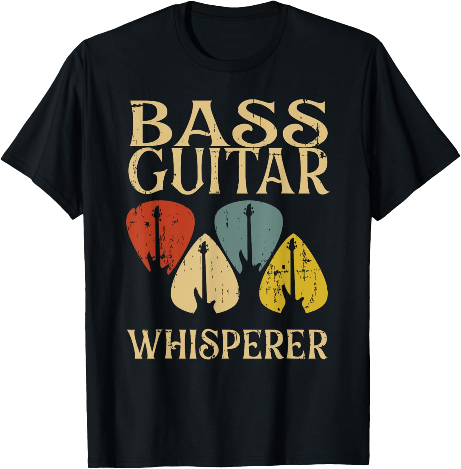 Vintage Bass Guitar Whisperer Funny Bassist Gift Men Women T-Shirt - T-Shirt | Black