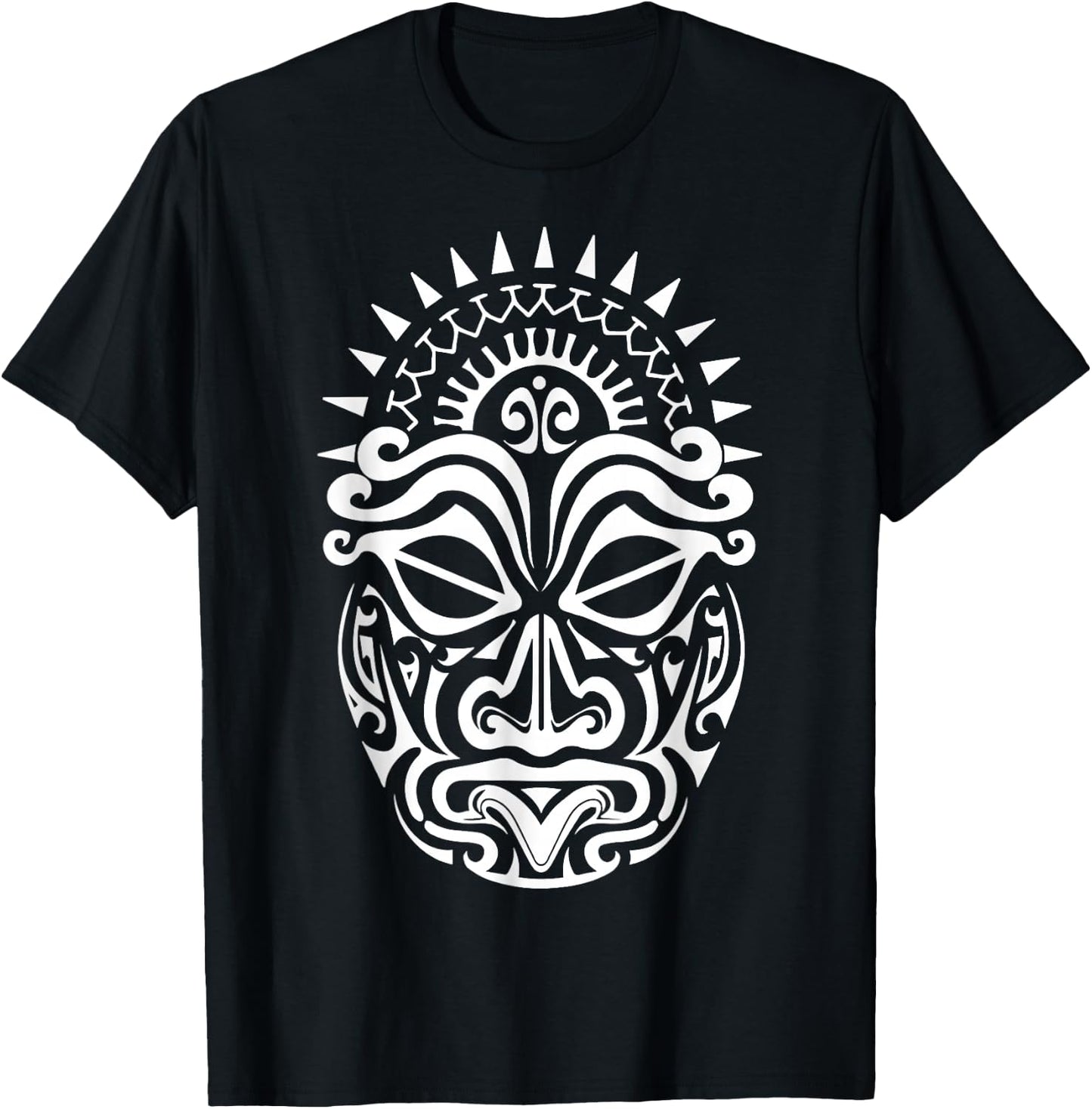 Maori Polynesian Tattoo HAKA Dance Face Mask Head T-Shirt - T-Shirt | Black