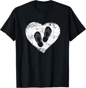Flip Flop | Love Flip Flops Heart beach gift T-Shirt - T-Shirt | Black