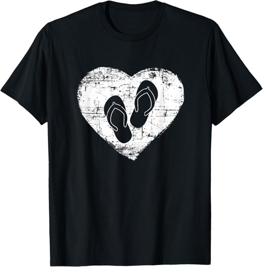 Flip Flop | Love Flip Flops Heart beach gift T-Shirt - T-Shirt | Black