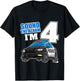 Kids Police Car 4th Birthday Boy 4 Cop Policeman Officer Four T-Shirt - T-Shirt | Black