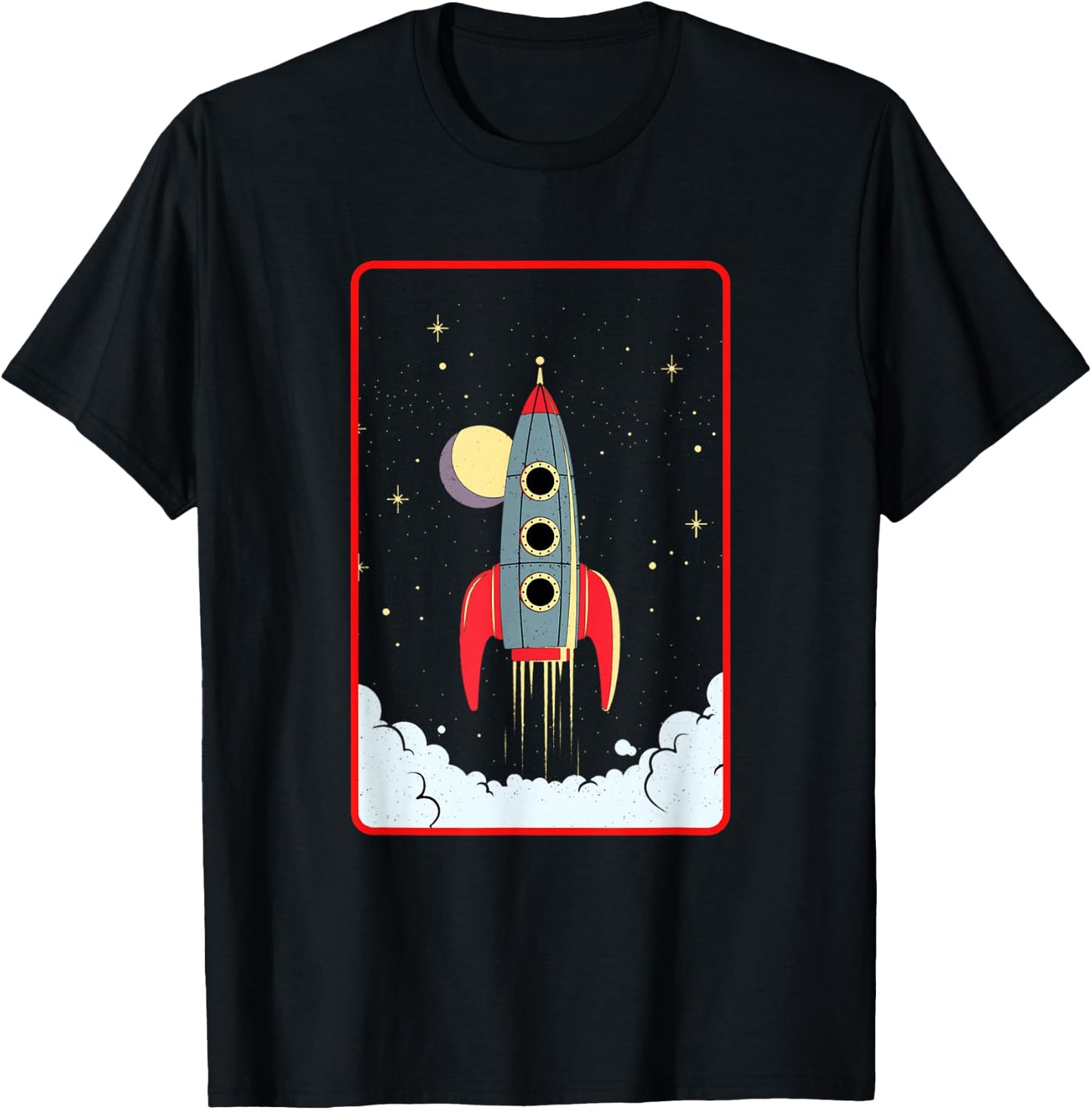Cool Flies Rocketship Take Off Space Explorer Astronaut T-Shirt - T-Shirt | Black