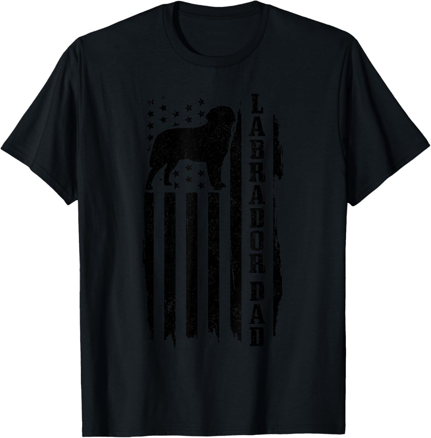 Lab Dad Vintage American Flag Patriotic Labrador T-Shirt - T-Shirt | Black