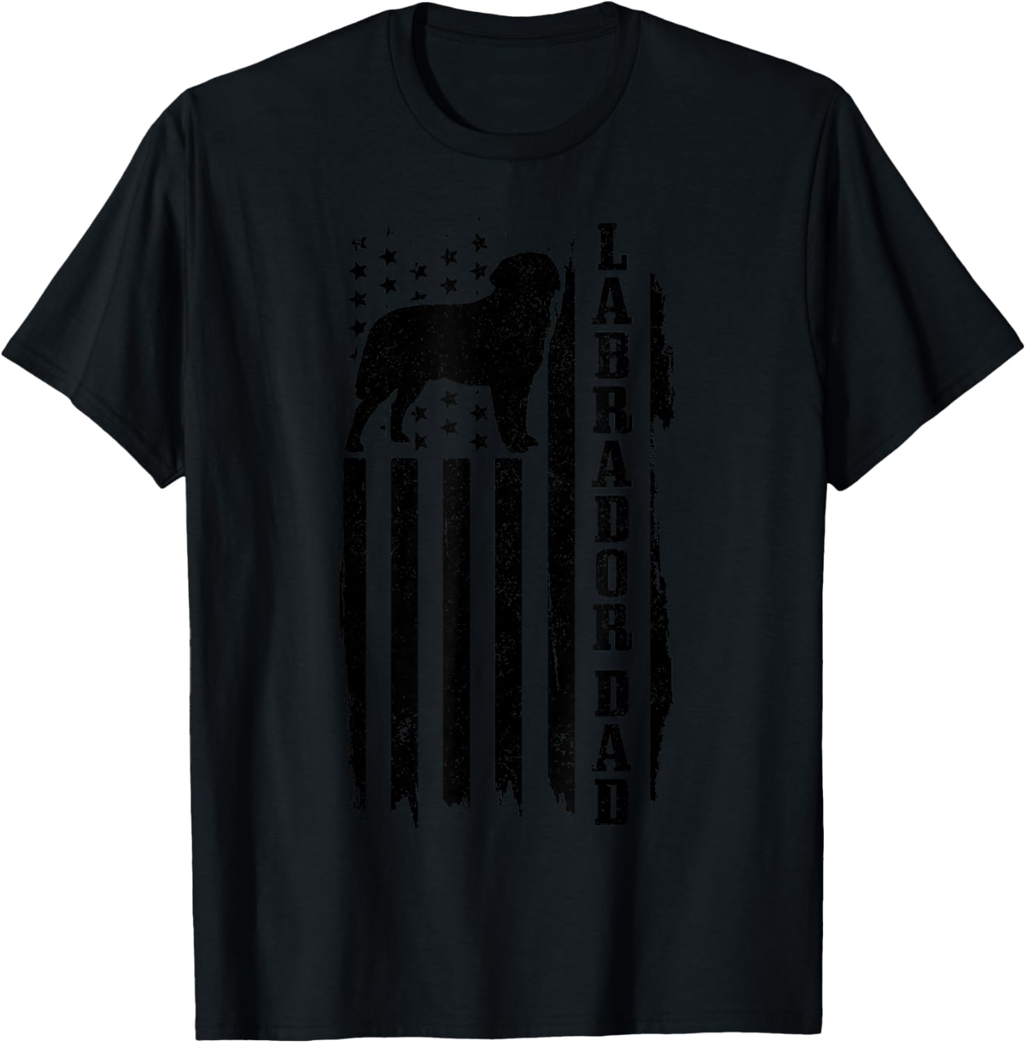Lab Dad Vintage American Flag Patriotic Labrador T-Shirt - T-Shirt | Black
