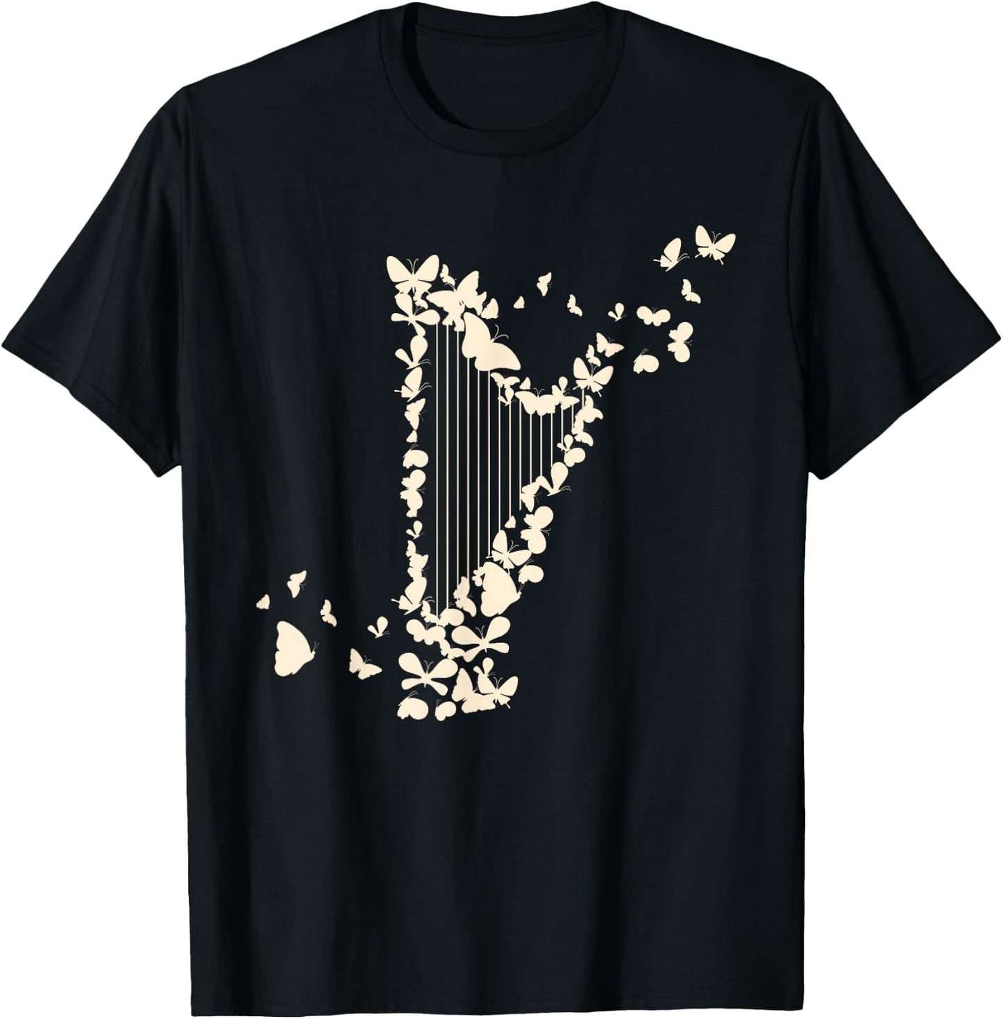 A Harp with Butterflies Harpist T-Shirt - T-Shirt | Black