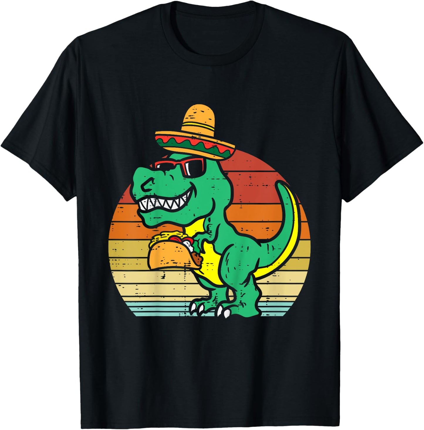 Kids Mexican Dino Taco Trex Toddler Boys Cinco De Mayo Kids T-Shirt - T-Shirt | Black