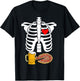 Rib Cage Skeleton X-Ray Drink Beer Pizza Halloween Costume T-Shirt - T-Shirt | Black