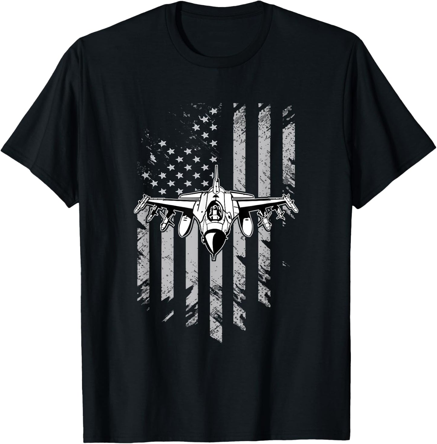 Fighters Fighter Jet Vintage American Flag T-Shirt - T-Shirt | Black