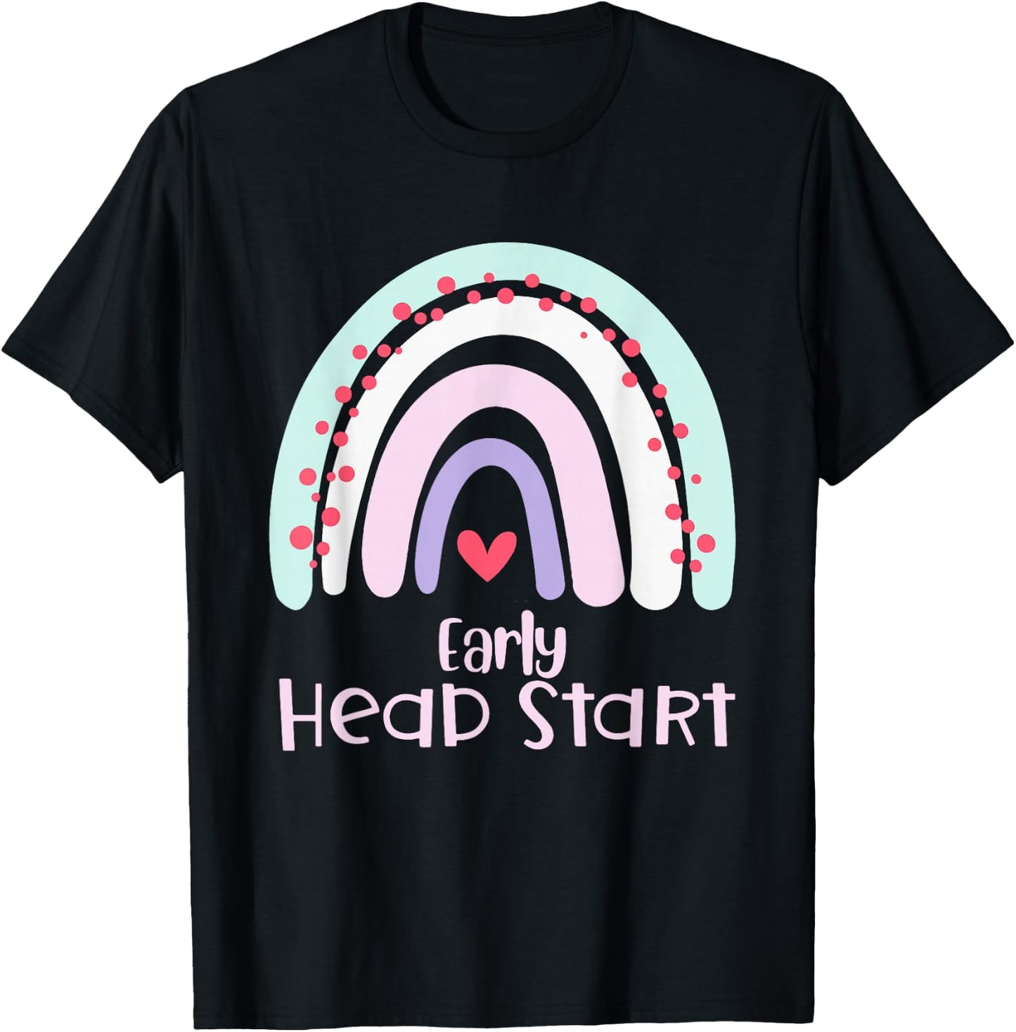 Early Headstart Cute Retro Rainbow teachers T-Shirt - T-Shirt | Black
