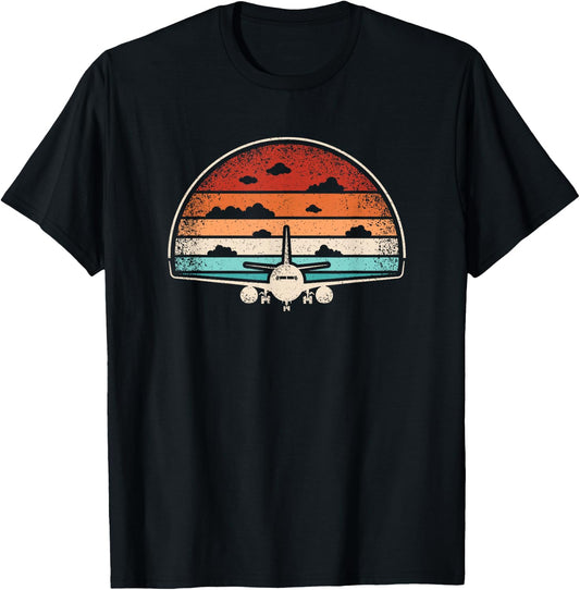 Retro Airplane Fly Plane Pilot Flying Vintage Aviation Men T-Shirt - T-Shirt | Black