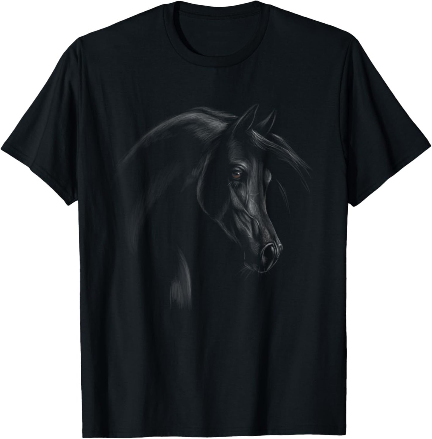 Hand Drawn Cute Arabian Horse Sketch Majestic Horse Tribute T-Shirt - T-Shirt | Black