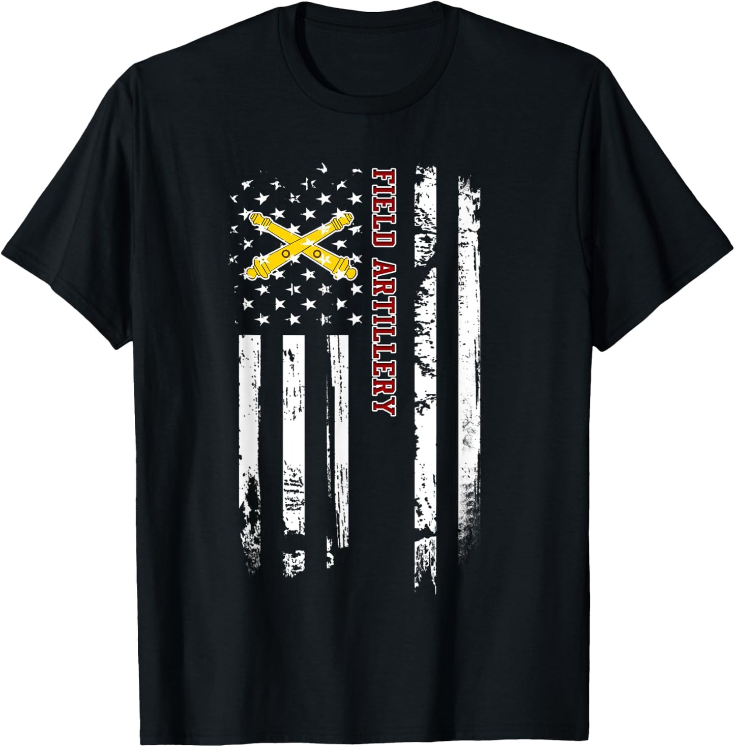 Field Artillery Veteran USA Flag Military Veterans Day Xmas Women Men T-Shirt - T-Shirt | Black