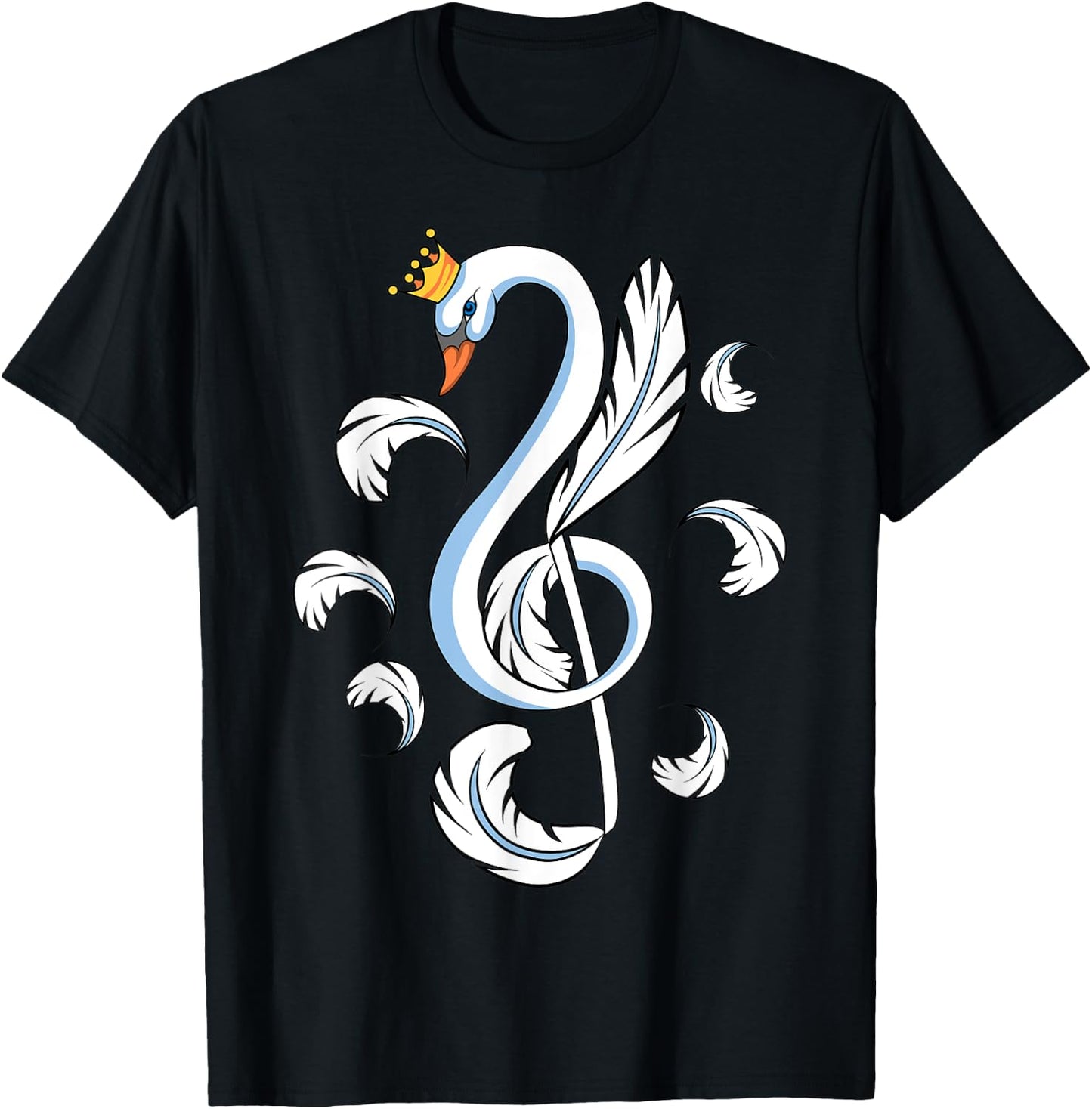 Treble Clef Music Note Swan T-Shirt - T-Shirt | Black