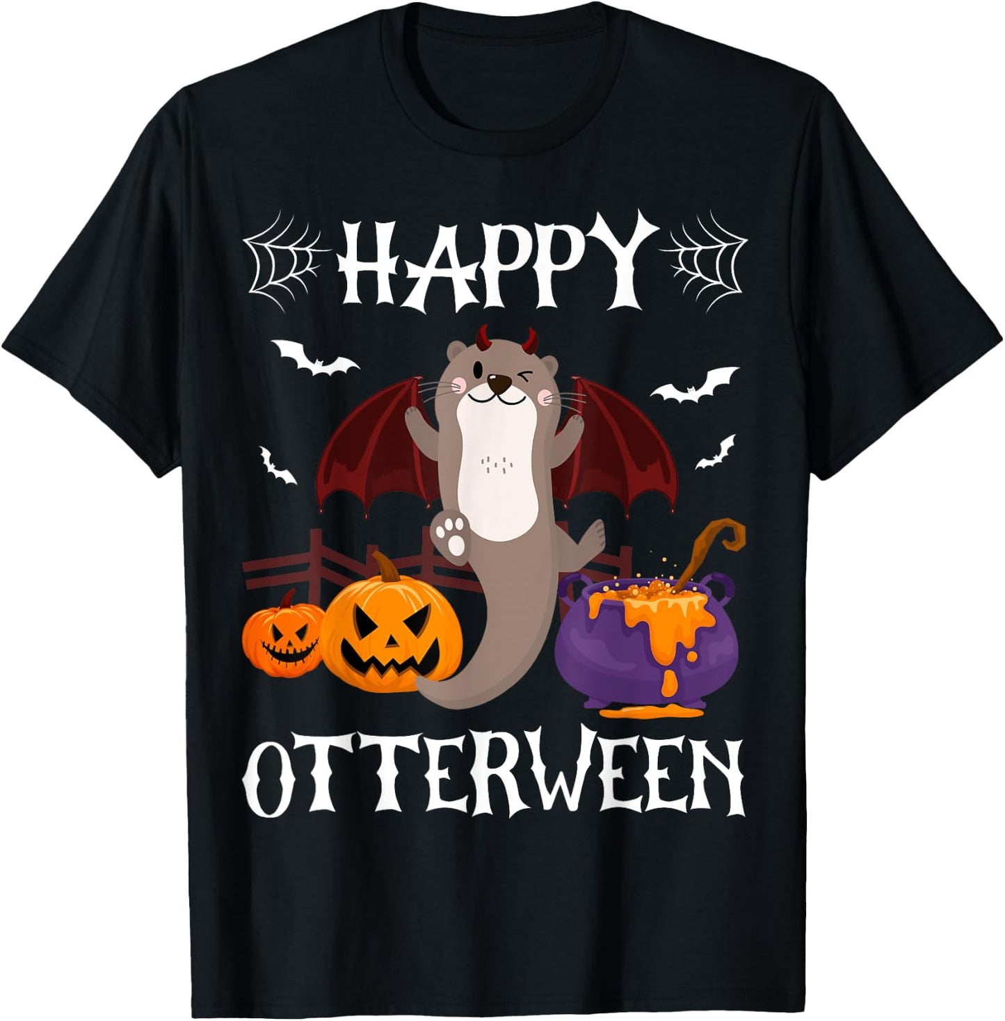 Happy Otterween Halloween Otter Lover Funny T-Shirt - T-Shirt | Black