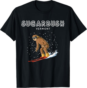 Ski Sloth - Sugarbush Vermont Ski Gift T-Shirt - T-Shirt | Black