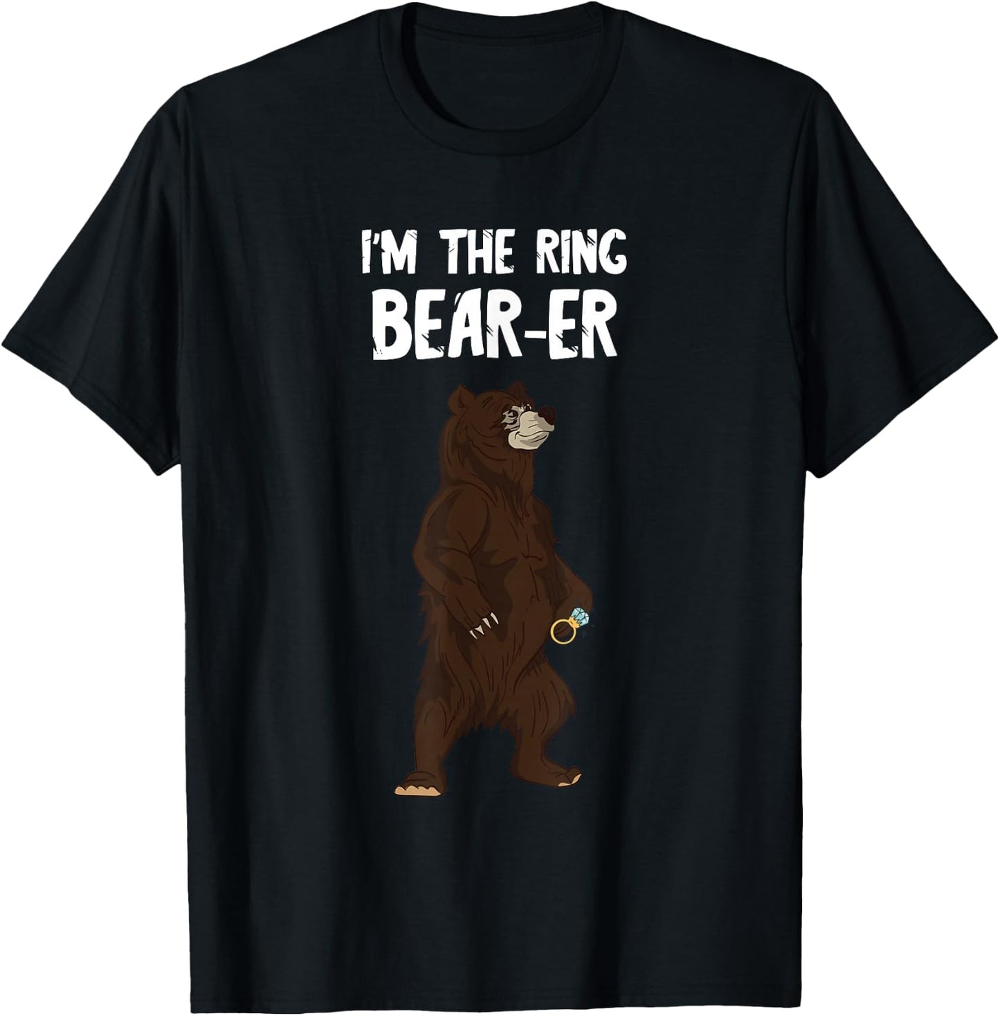 Cute Bear Ring Wedding Party Ring Bearer Security T-Shirt - T-Shirt | Black